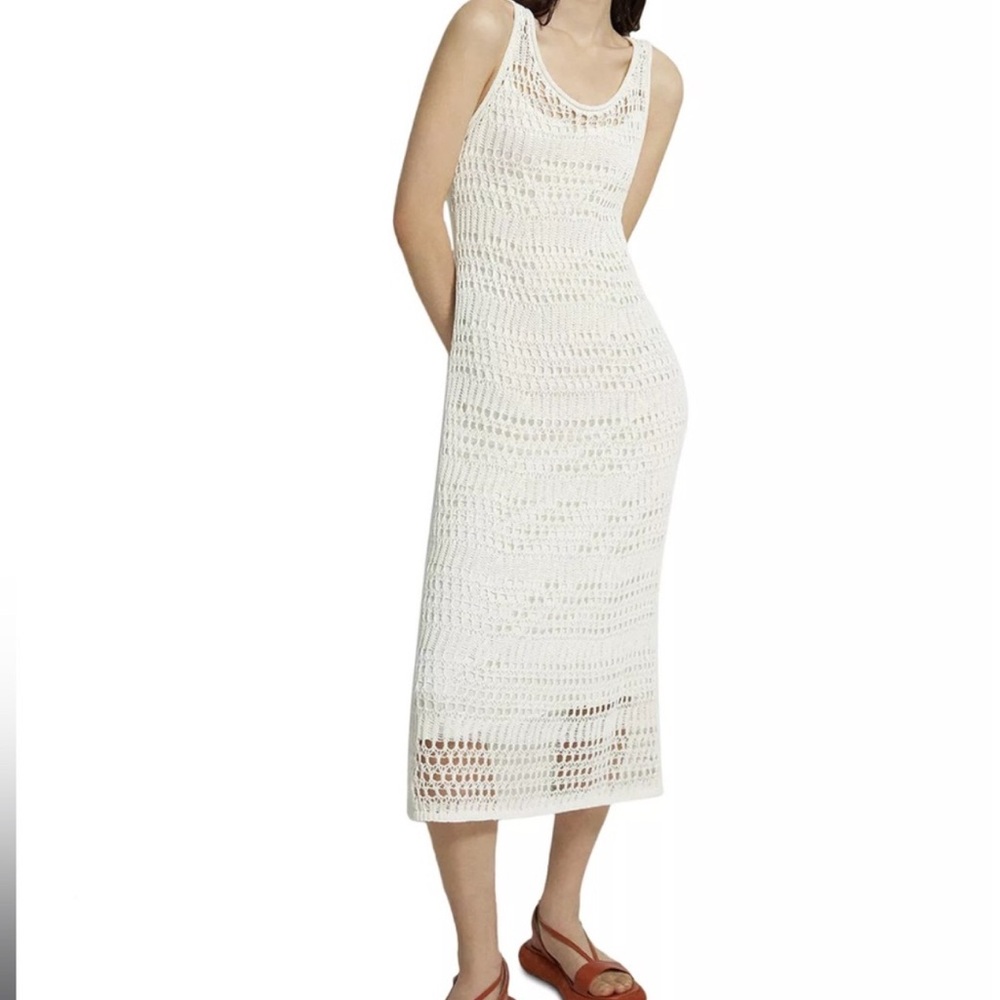 Theory Tissage White Crochet Dress